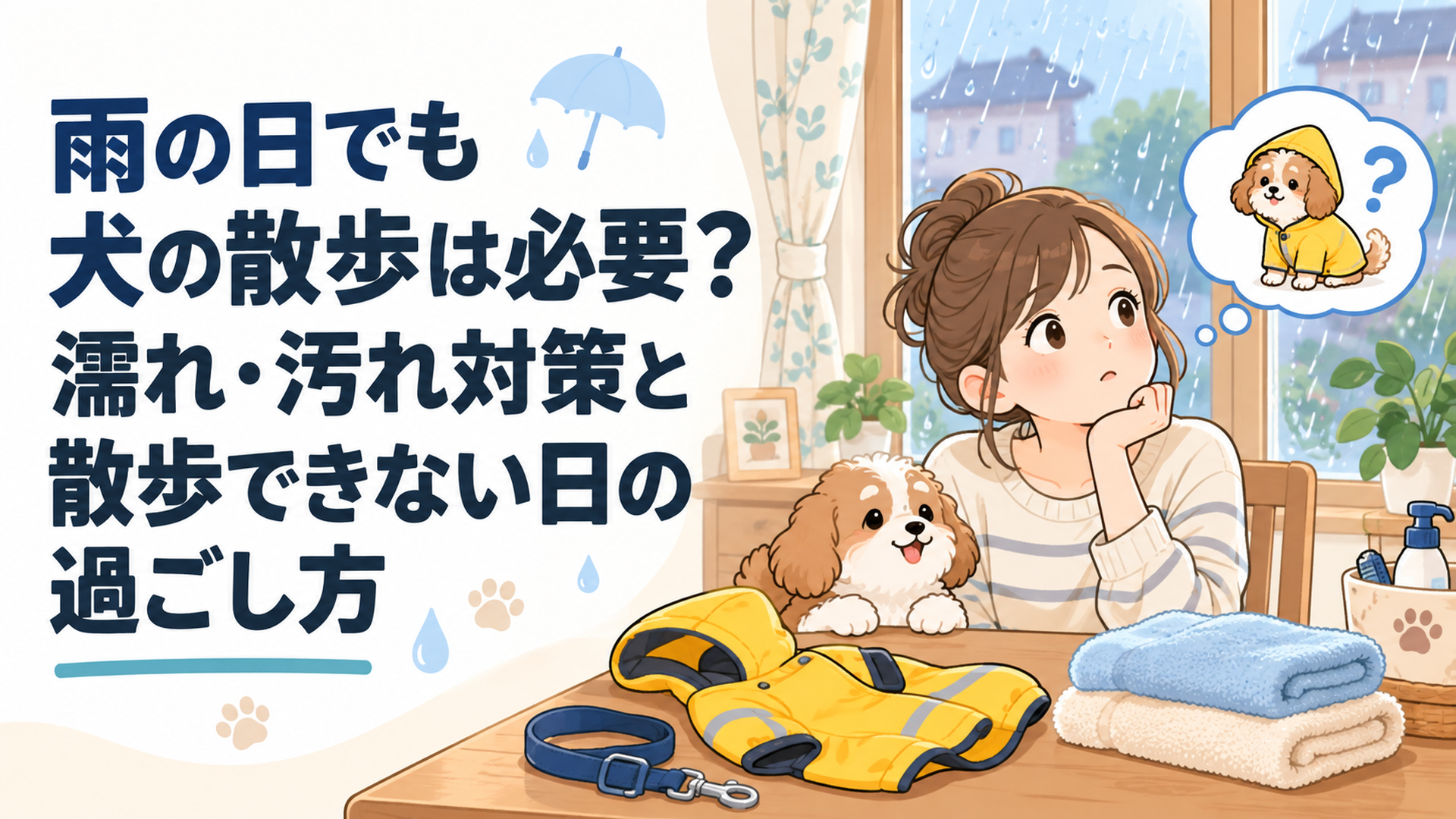 雨の日でも犬の散歩は必要？濡れ・汚れ対策と散歩できない日の過ごし方