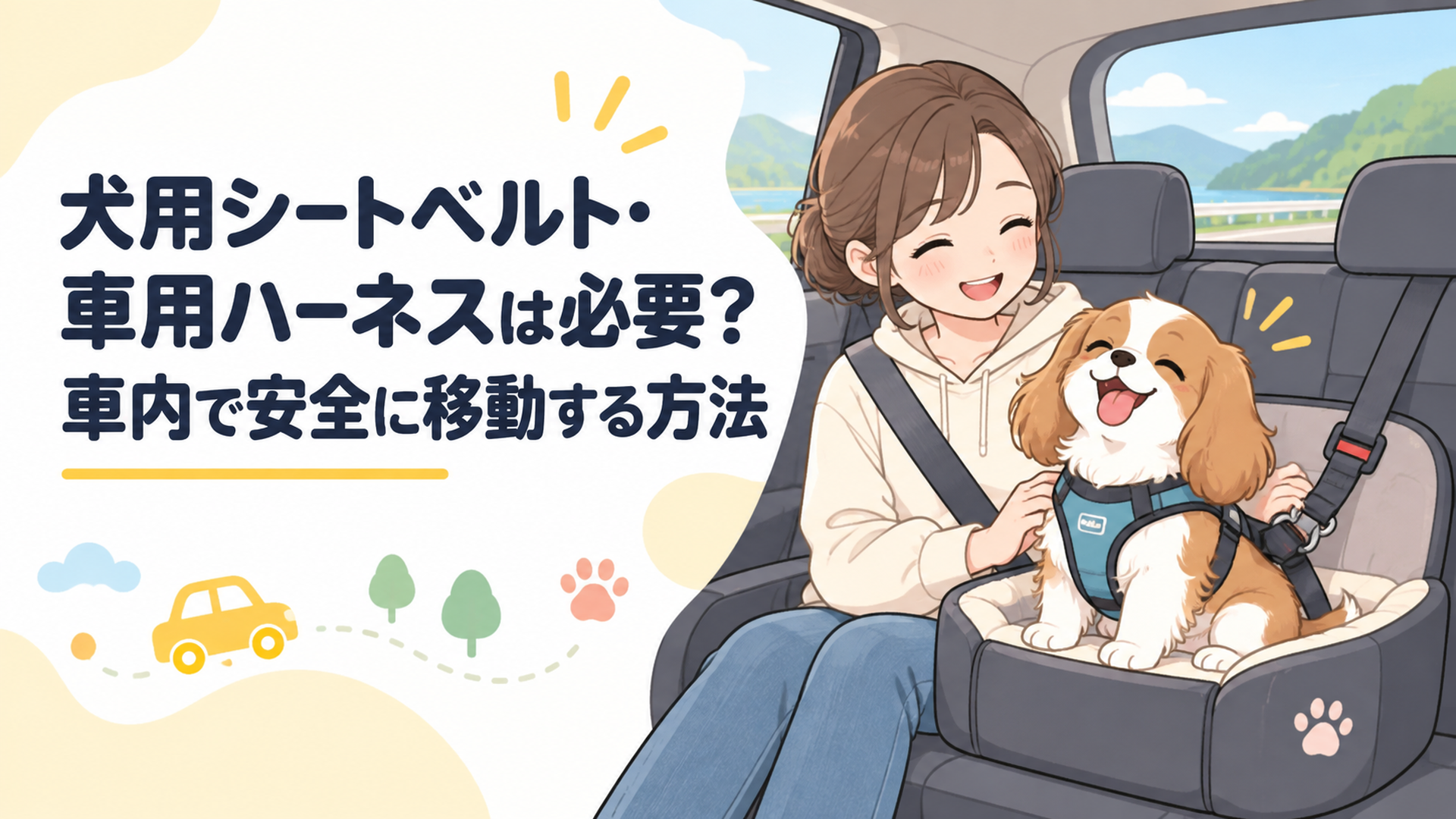 犬用シートベルト・車用ハーネスは必要？車内で安全に移動する方法